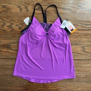 New Zero‎ Xposur Keyhole 2-in-1 Tankini Swim Top Purple UPF 30+ Sun Smart Size S